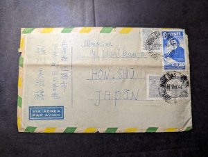 1954 Brazil Airmail Cover Sao Paulo to Hon Shu Japan