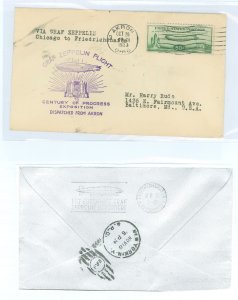 US C18 50c Baby Zep franking this 1933 Graf Zeppelin Flight from Miami, Florida to Century of Progress exposition Chicago, ILL