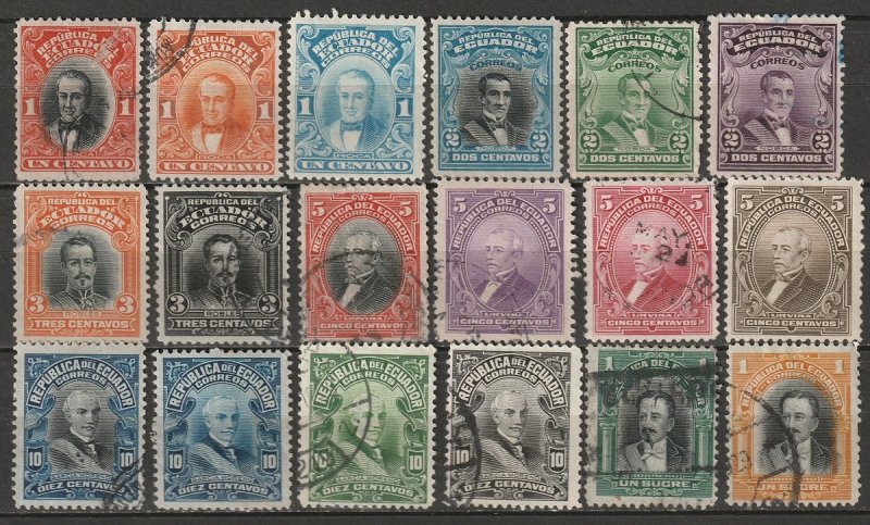 Ecuador 1911-28 Sc 198-215 complete set most used