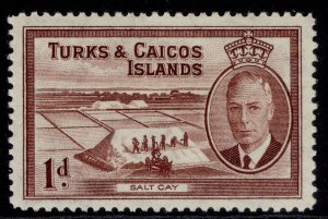 TURKS & CAICOS ISLANDS GVI SG222, 1d red-brown, M MINT.
