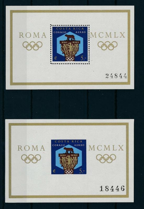 [17258] Costa Rica 1960 Olympic Games Rome Perforated and Imperforated sheet MNH