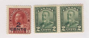 3x Canada Mint Stamps;  #140-2c/3c F #150-2c Pair F/VF Guide Value = $20.00