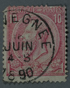 Belgium #52a Used VG Place Cancel Date 16(?) JUIN 4-S 1890 HRM