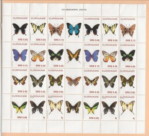 SURINAM/SURINAME Sc 1323 NH MINISHEET W/TABS of 2005 - BUTTERFLIES