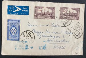 1957 Alexandria Egypt Airmail Censored Cover To Winterthur Switzerland