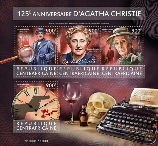 CENTRAFRICAINE 2015 SHEET AGATHA CHRISTIE WRITERS CINEMA