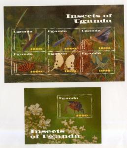 UGANDA 2002 MNH 2 S/S  BIN $7.00 INSECTS