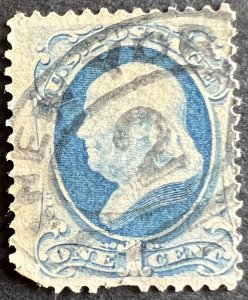 Scott#: 145 - Benjamin Franklin, w/o Grill 1¢ 1870 used single stamp - Lot 1