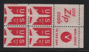 1971 AIRMAIL booklet pane Sc C78a carmine 11c MNH 35% plate number 32965