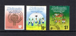 Malaysia SC #185-187   VF, Used, Year of the Child, CV $4.00 ..... 3710070