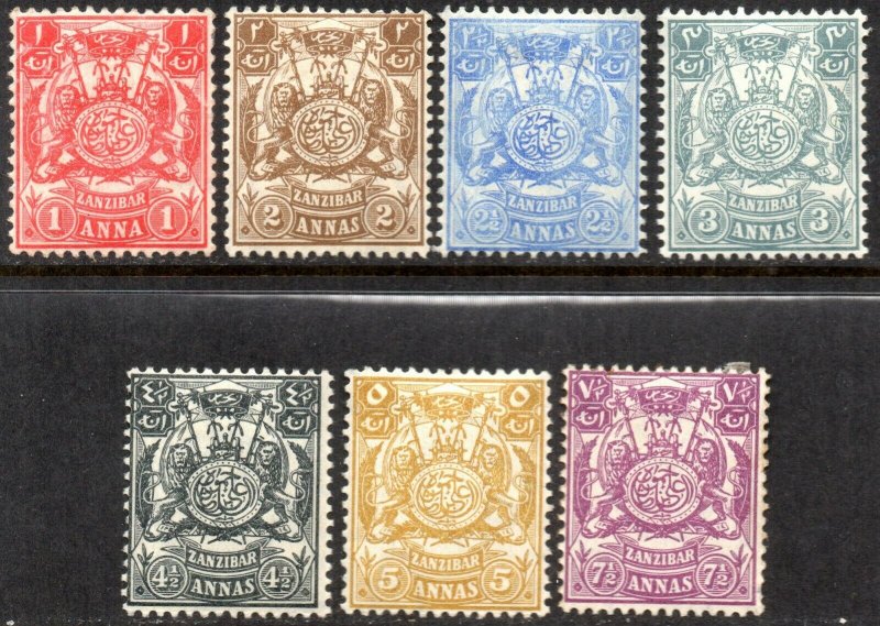 1904 Zanzibar Sg 211/218 Short Set of 7 Values Mounted Mint