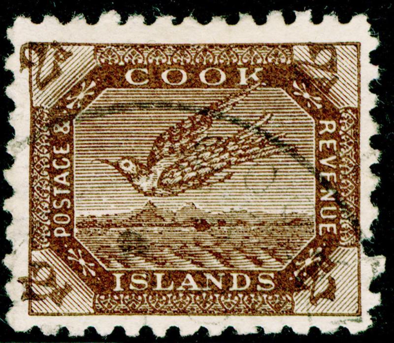 COOK ISLANDS  SG15a, 2d deep brown, FINE USED, CDS.