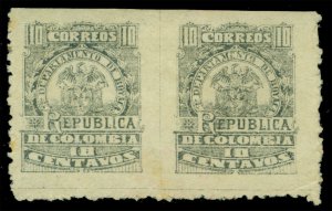 COLOMBIA 1903 - Boyaca -Coat of Arms 10c gray Sc#10a mint MH IMPERF BETWEEN PAIR