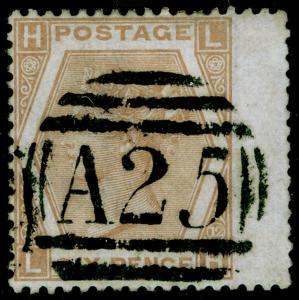 SG123, 6d pale buff plate 12, FINE USED. Cat £150. A25 MALTA. LH