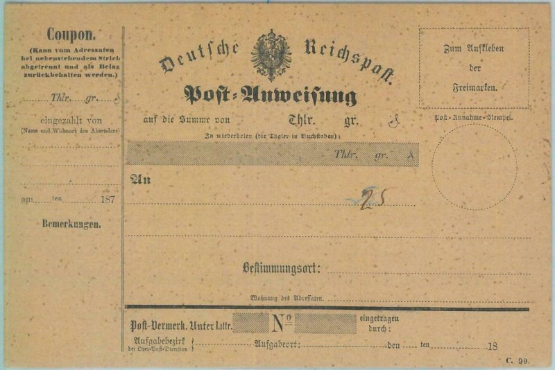 89296 - GERMANY  - Postal History - STATIONERY Formular CARD Money  Order