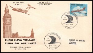 Turkey Istanbul to Zurich First Flight 1970 Cover