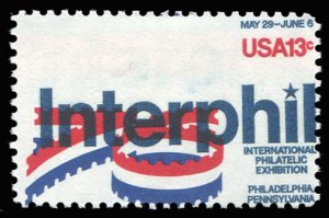United States, 1930-Present #1632, 1976 Interphil, dramatic perf. shift, hinged