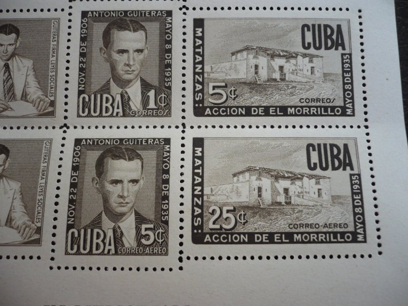 Stamps - Cuba- Scott# C49a - Mint Hinged Souvenir Sheet of 6 Stamps - Perforated