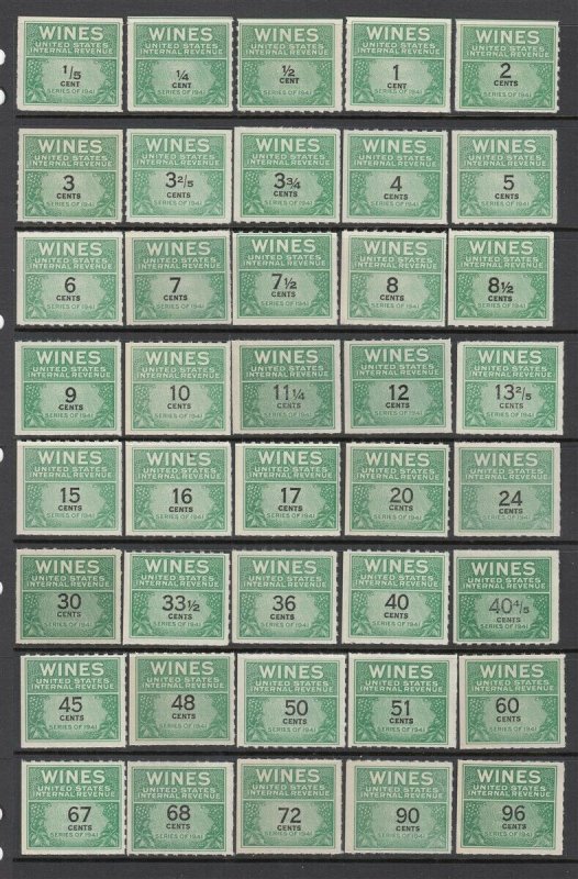 RE108//RE203 - 56 Values Wine Stamps (Mint Never Hinged) cv$315.00