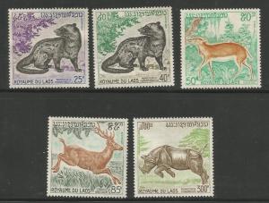 LAOS 219-222, C83 NO GUM ANIMALS SET 1971 CV $10.00