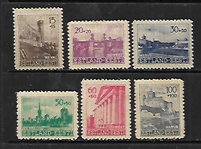 ESTONIA, NB1-NB6  HINGE REMNANT, OCCUPATION SEMI-POSTAL STAMPS