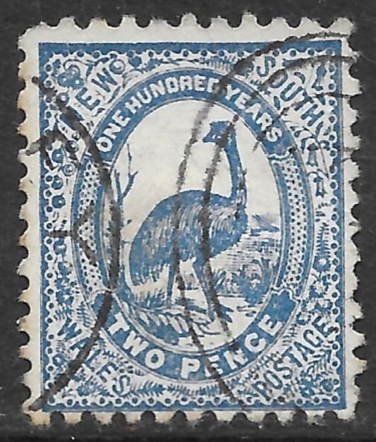 New South Wales Scott 78 Used 2d blue Emu Bird issue of 1888