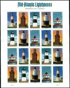 Mid Atlantic Lighthouses Sheet of 20 - Postage Stamps Scott 5621-25