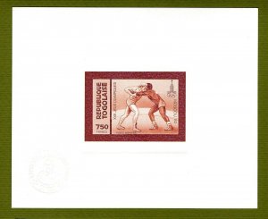 Togo proof of gold issue Mi 157. 1980 Olympics Wrestling