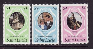 St. Lucia-Sc#543-5- id7-unused NH set-Royal Wedding-Princess Diana-1981-