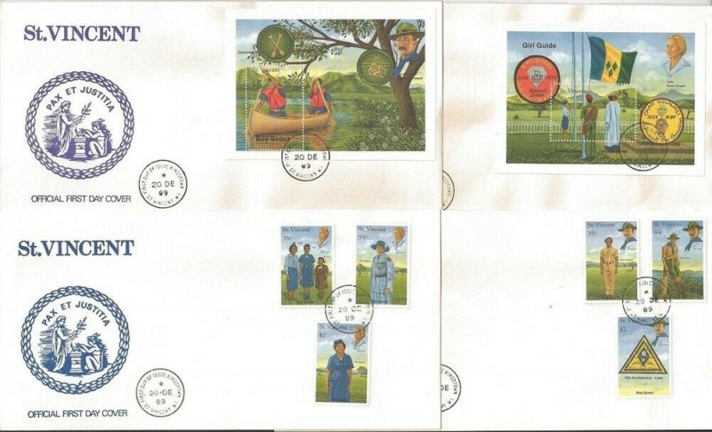 1989 Scouts St Vincent Boy Girl & 2 SS FDC (4)