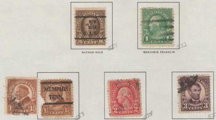 U.S. Scott #551-552-553-554-555 Stamps - Used Set of 5