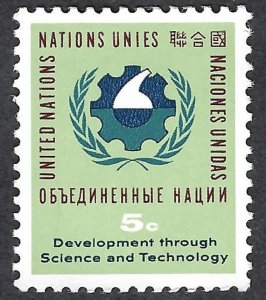 United Nations #114 5¢ Science & Technology Aid (1963). Very light hinge mark.