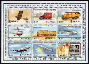 Guyana 1990 Sc#2273 CONCORDE-TRAINS-APOLLO 11 SPACE Sheetlet (9) Perf.MNH