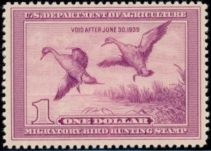 SCOTT RW5 1938 Pintail Drake & Hen Alighting Mint NH SCV $375 51428