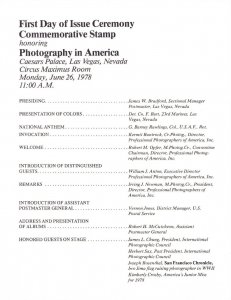 USPS 1st Day Ceremony Program #1758 Photography in America 1978 