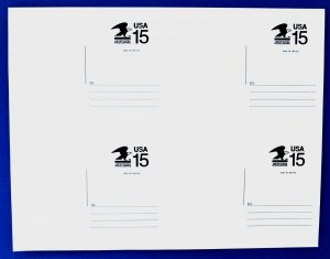 1990-91 US Sc. #CVUX1, CVUX2 Postal Buddy 2 sheets of 4, unused, unsevered, nice