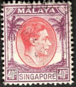 1948 Malaya Singapore Sc #16 - 40¢ KGVI - Used stamp Cv$9.50