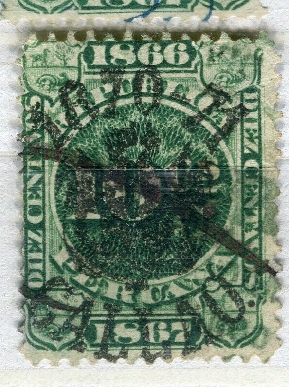 PERU; 1870s early classic Revenue issue fine used 10c. value Callao