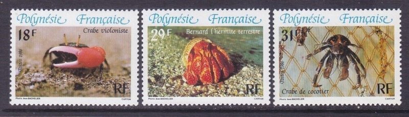 French Polynesia 427-29 MNH OG 1986 Crabs Full Set Very Fine