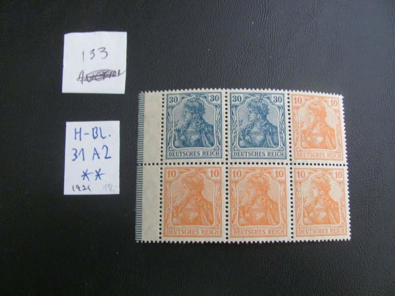 GERMANY 1921 MNH MI. 31 A2 BOOKLET PANE 18 EUROS (133) SEE MY STORE