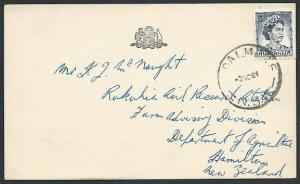 AUSTRALIA 1965 card O/NSW official perf 5d used to NZ.............39841