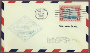 SAVOYSTAMPS - USA-COVER-FIRST FLIGHT AKRON,OH AUG 1-1928 #C11 