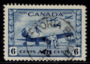 CANADA GVI SG399, 6c blue, VERY FINE USED. Cat £14. CDS