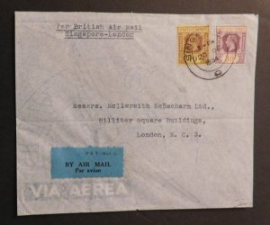 1934 Air Mail Cover Singapore to London England British Airmail