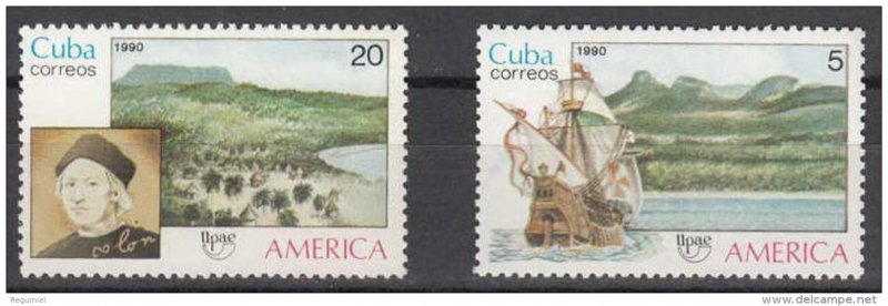 CUBA Sc# 3249-3250  UPAEP - CHRISTOPHER COLUMBUS America CPL SET of 2 1990 MNH