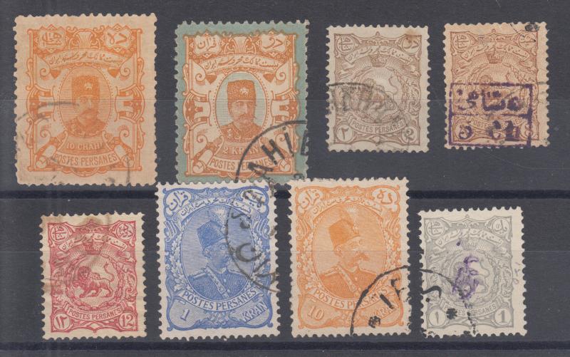 Iran Sc 94/120 used. 1894-98 definitives, 8 different, sound, F-VF.