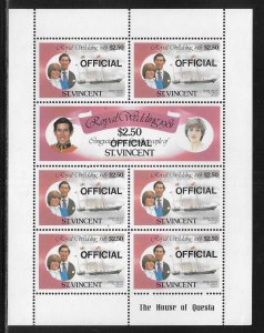 St. Vincent o3-o4 Official Diana Wedding $2.50 Mini-sheet MNH