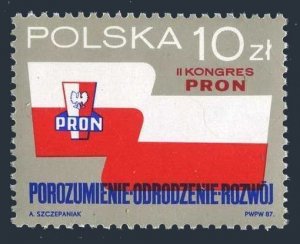 Poland 2797 three stamps, MNH. Michel 3091. 2nd PRON Congress, 1987.