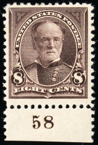 US Stamps # 258 MNH VF Plate # Single Scott Value $850.00