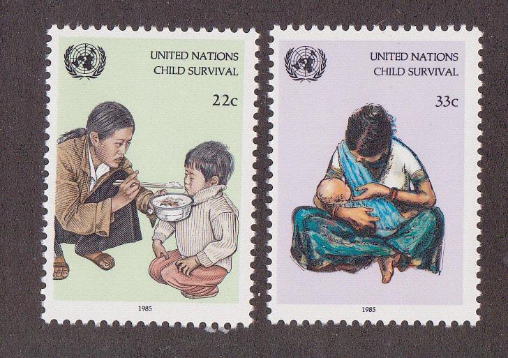 UN - NY # 466-467, Child Survival. MNH, 1/2 Cat.